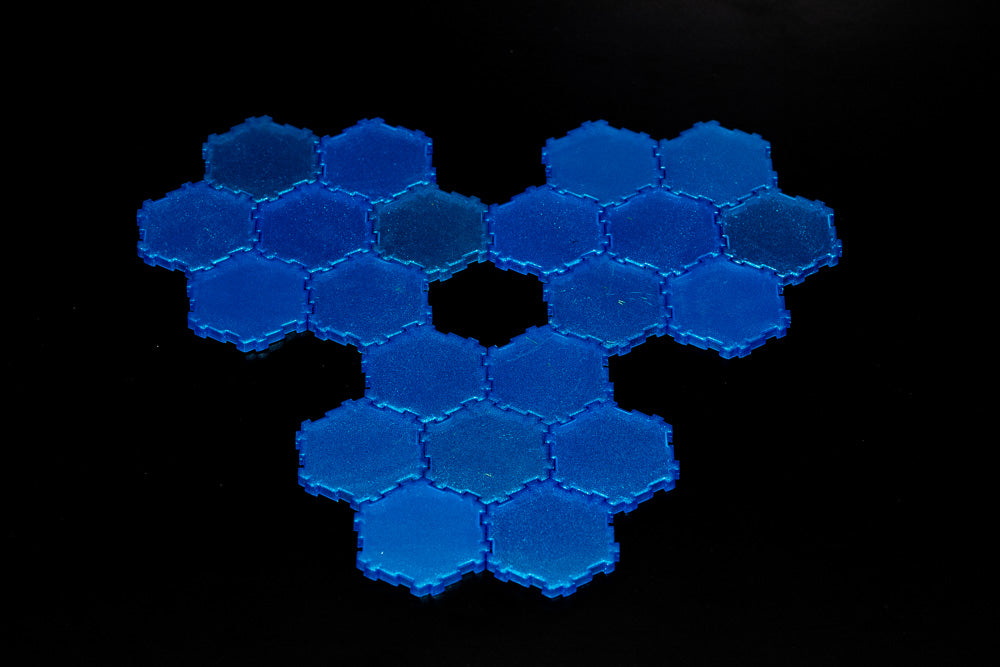 21 x 1-Hex Sparkly Water Tiles-All Things Heroscape