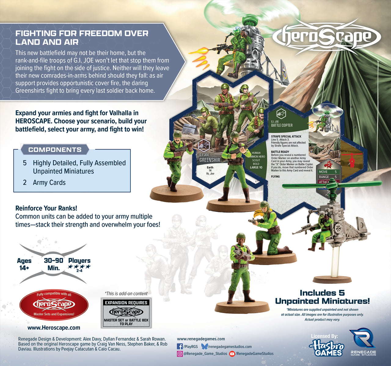 G. I. JOE Heroscape: Greenshirts & Battle Copter Common Army Expansion - Unpainted Standard Edition (PRE-ORDER)-All Things Heroscape