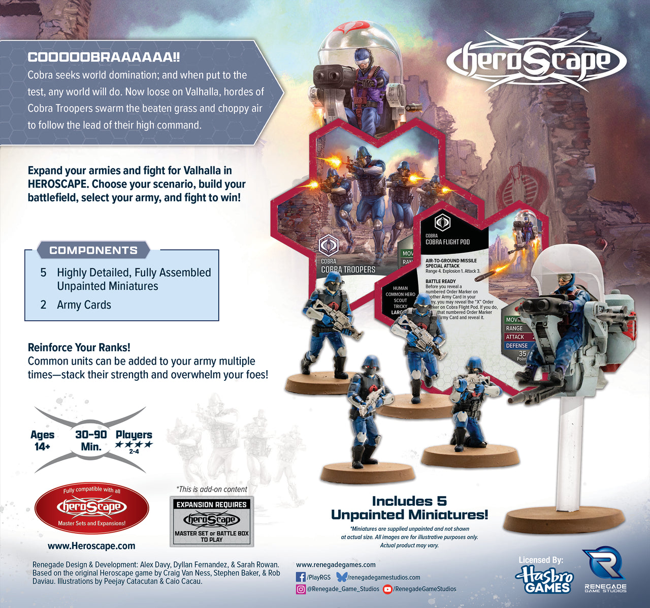 G. I. JOE Heroscape: COBRA Troopers & COBRA Flight Pod Common Army Expansion - Unpainted Standard Edition (PRE-ORDER)-All Things Heroscape