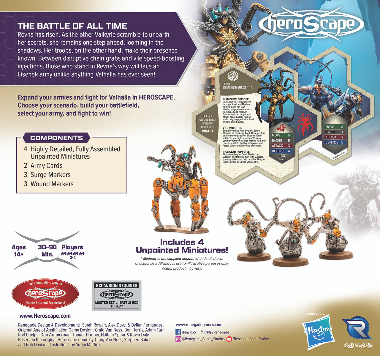 Revna's Rebuke: Iron Lich Viscerot and Necrotech Wraithriders - Unpainted Standard Edition-All Things Heroscape