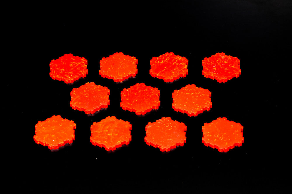 11 x 1-Hex Molten Lava Tiles-All Things Heroscape