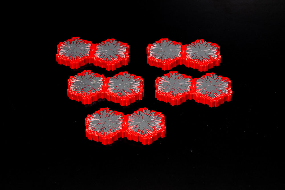 5 x 2-Hex Lava Tiles-All Things Heroscape