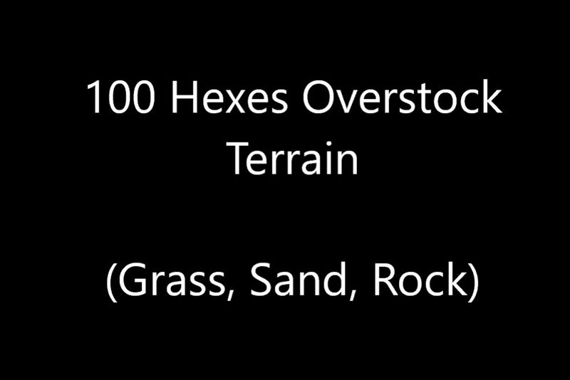 100 Hexes of Overstock Terrain (Grass, Sand, Rock)
